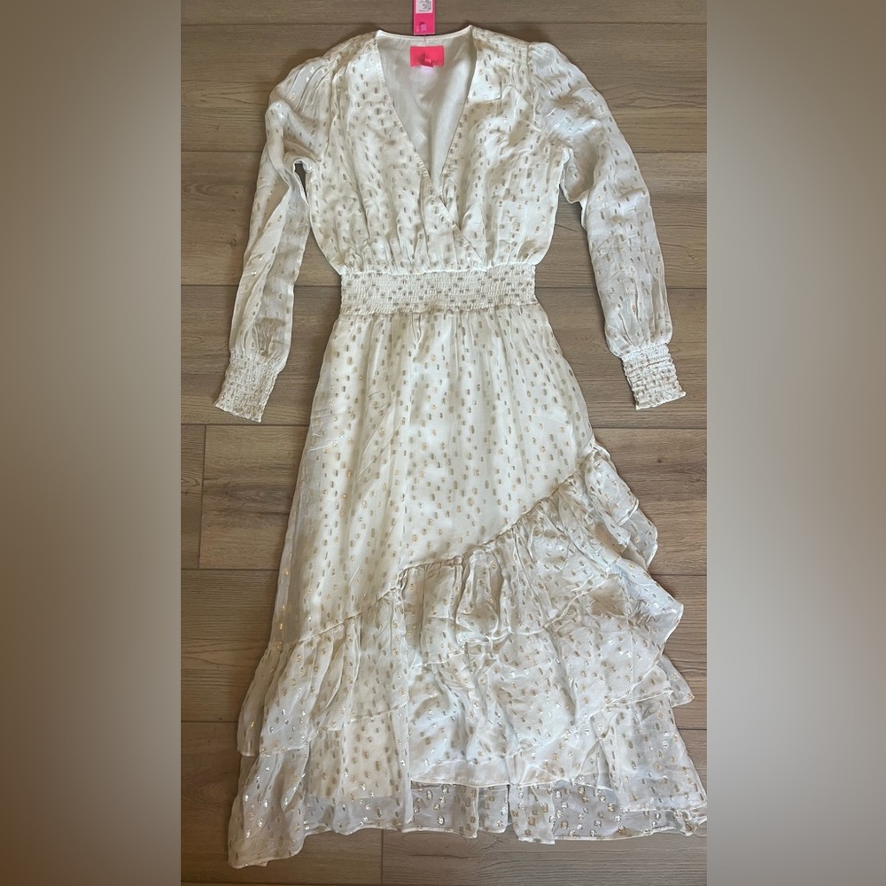Lilly Pulitzer Cream Gold Long Sleeve Dress